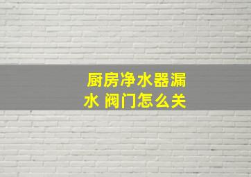 厨房净水器漏水 阀门怎么关